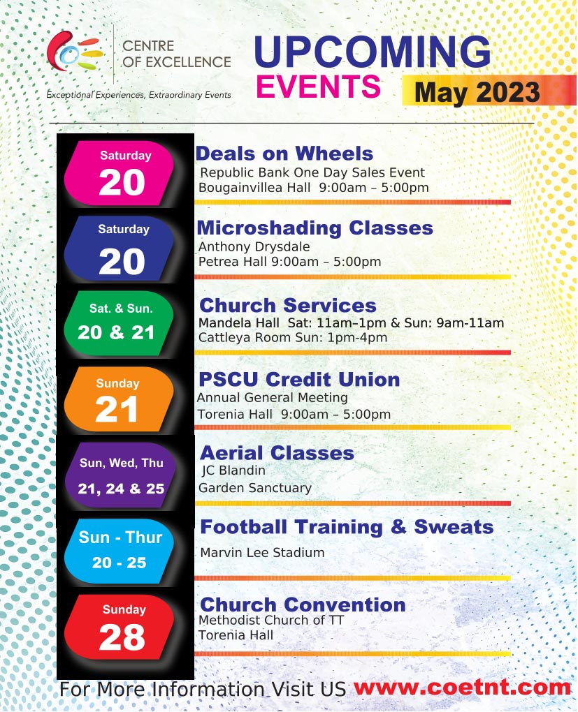 Upcoming events in May 2023